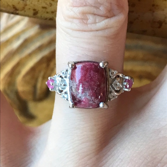 Norwegian Thulite Natural Ruby Sterling Silver Ring - Picture 1 of 8